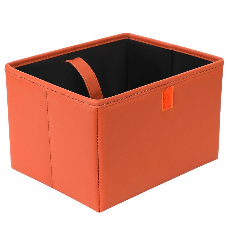 Foldable Trash Box Organizer with Strap for Car, Leather