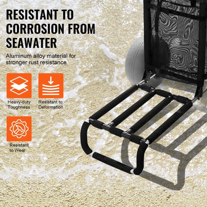 VEVOR Foldable Dolly with 12" Balloon Wheels and Pump for Beach and Camping, Adjustable Height, 165LBS Loading Capacity, Aluminum