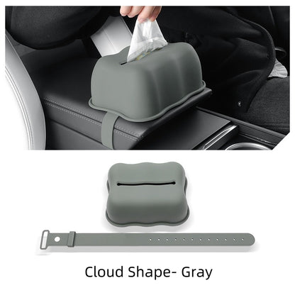 Waterproof Tissue Box Holder with Strap for Tesla Model 3/Y/X/S, Silicone