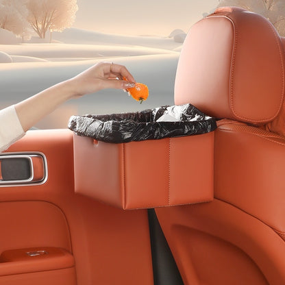 Foldable Trash Box Organizer with Strap for Car, Leather