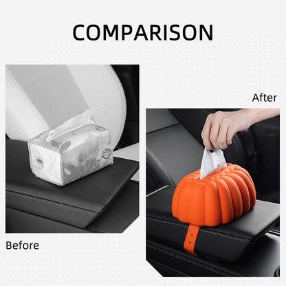 Waterproof Tissue Box Holder with Strap for Tesla Model 3/Y/X/S, Silicone