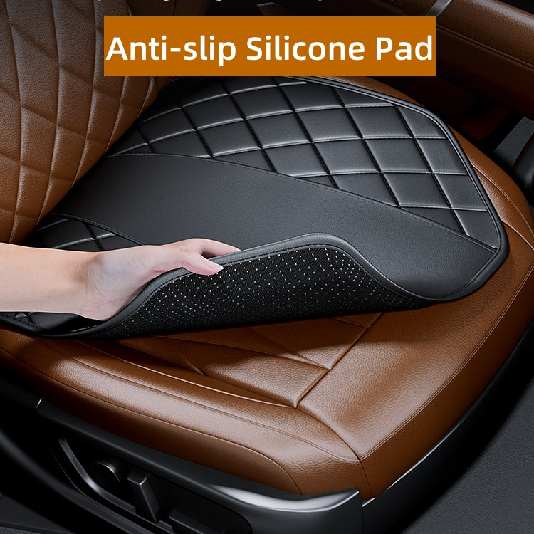 Car Seat Cushion with Anti-slip Silicone Pad, Leather