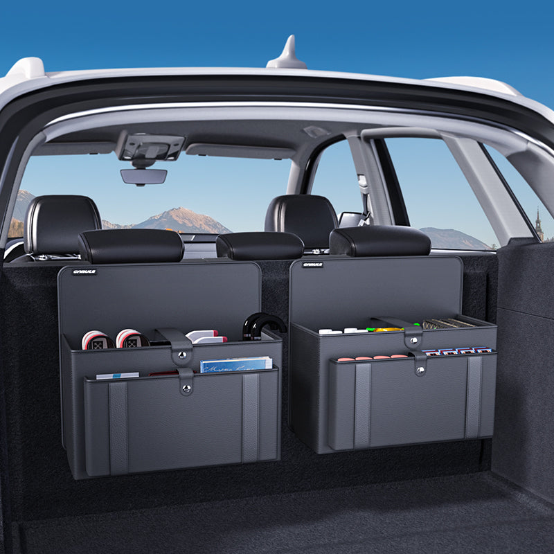 Foldable Double Layers Car Organizer Bag for Trunks, Black