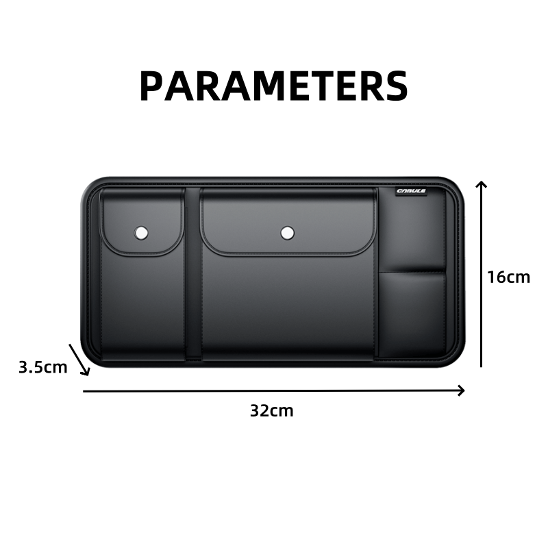 Car Sun Visor Organizer for Sunglasses and Cards, Leather, Black