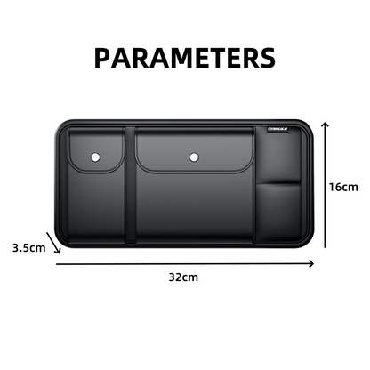 Car Sun Visor Organizer for Sunglasses and Cards, Leather, Black